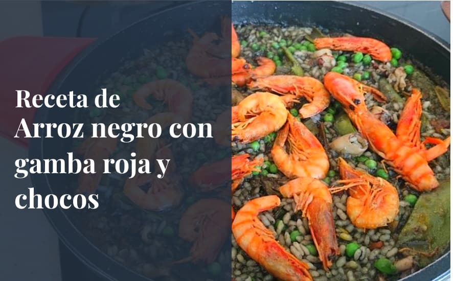 Receta de arroz negro con gamba roja y chocos - Saborea Huelva