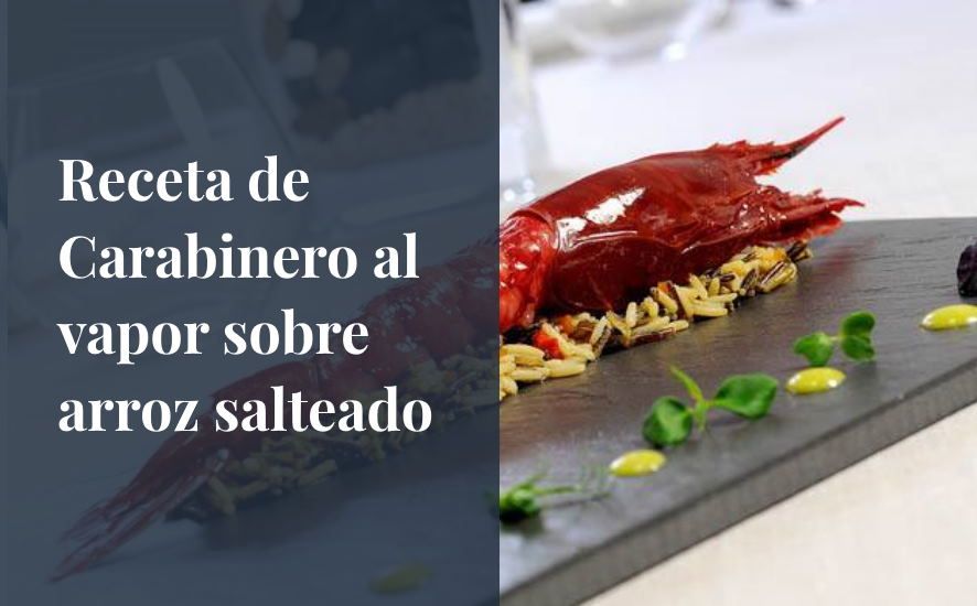 Receta de carabineros al vapor sobre arroz salteado - Saborea Huelva
